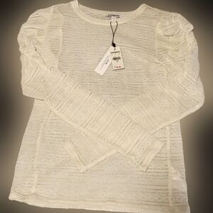 Express Ivory Lace Long Sleeve Blouse